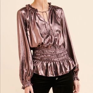Current Air Metallic Peplum Blouse